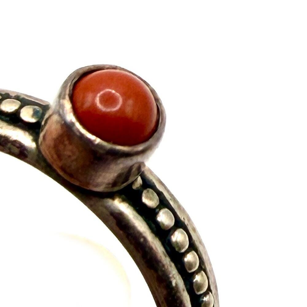 Vintage 90s Sterling Silver Jasper Beaded Band Ring